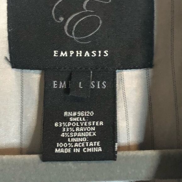 EMPHASIS gray 3 button w/tie front suit jacket career blazer Junior size large - Picture 8 of 9